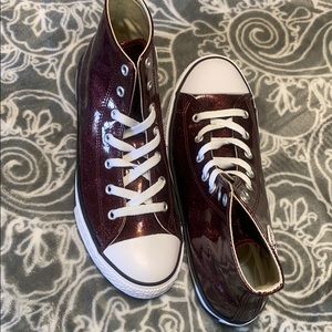 High Top Shiny Burgundy Chucks